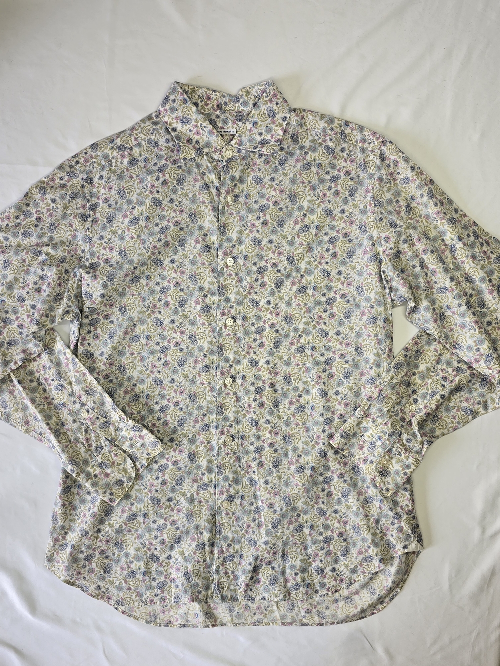 Mastai Ferretti Italian Luxury Ditsy Floral Print Long Sleeve Button Down Shirt